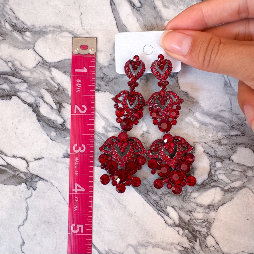 Red Crystal/Rhinestone Earrings